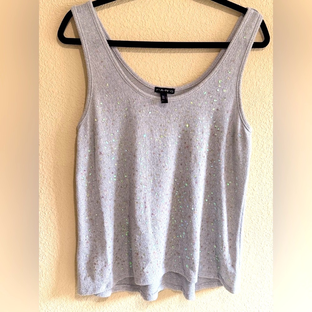 FANG Women's Light Gray Sweater with Iridescent Sequins